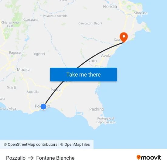 Pozzallo to Fontane Bianche map