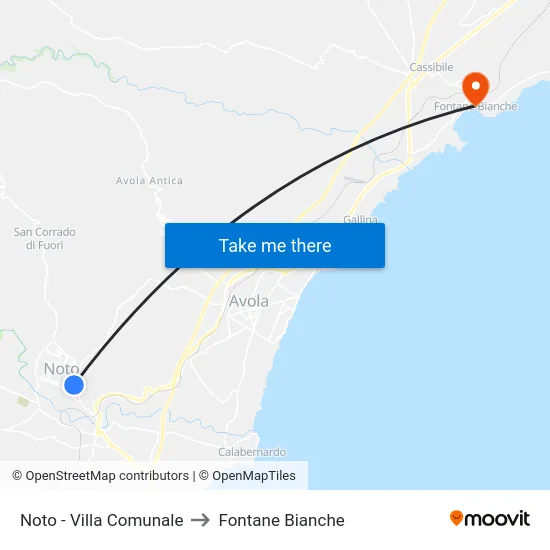 Noto - Villa Comunale to Fontane Bianche map