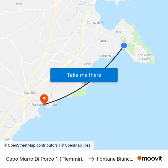 Capo Murro Di Porco 1 (Plemmirio) to Fontane Bianche map