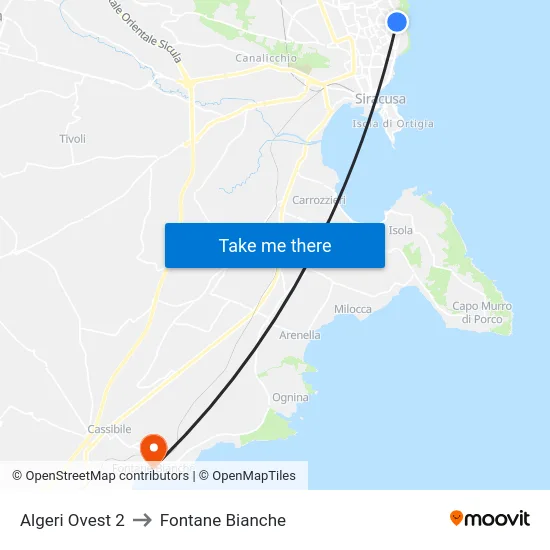 Algeri Ovest 2 to Fontane Bianche map