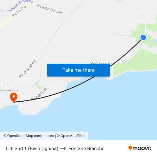 Lidi Sud 1 (Bivio Ognina) to Fontane Bianche map