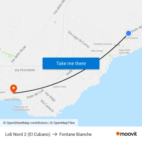 Lidi Nord 2 (El Cubano) to Fontane Bianche map