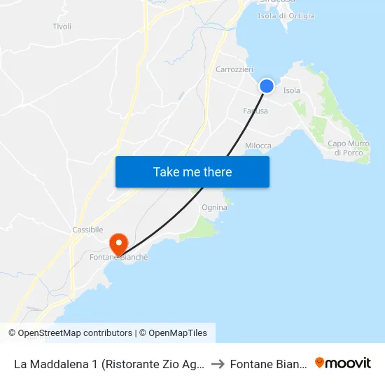 La Maddalena 1 (Zio Agatino Restaurant) to White Fountains map