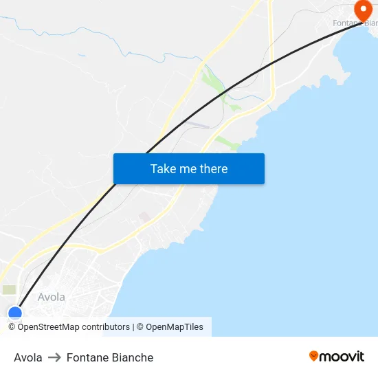 Avola to Fontane Bianche map