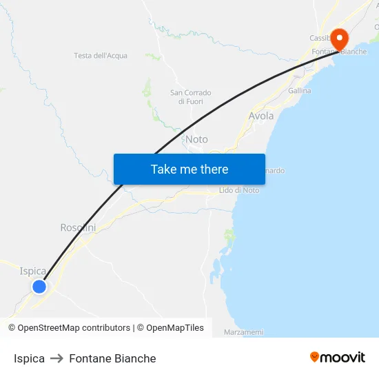 Ispica to Fontane Bianche map