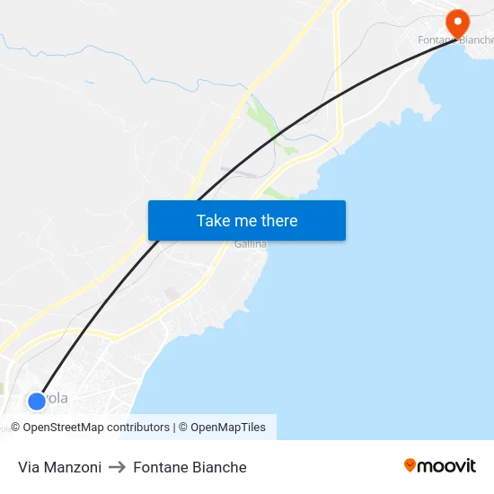 Via Manzoni to Fontane Bianche map