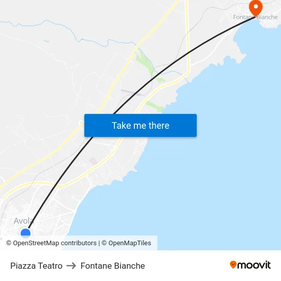 Piazza Teatro to Fontane Bianche map