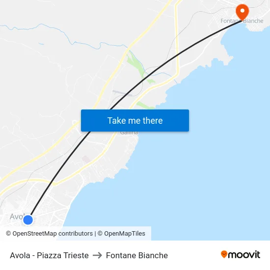 Avola - Piazza Trieste to Fontane Bianche map