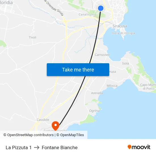 La Pizzuta 1 to Fontane Bianche map