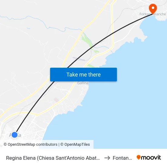 Regina Elena (Chiesa Sant'Antonio Abate) (Fermata Non Segnalata) (Avola) to Fontane Bianche map