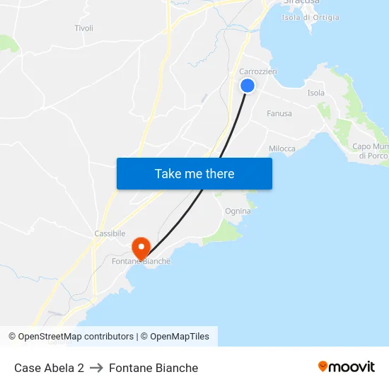 Case Abela 2 to Fontane Bianche map