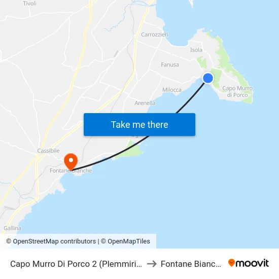 Capo Murro Di Porco 2 (Plemmirio) to Fontane Bianche map