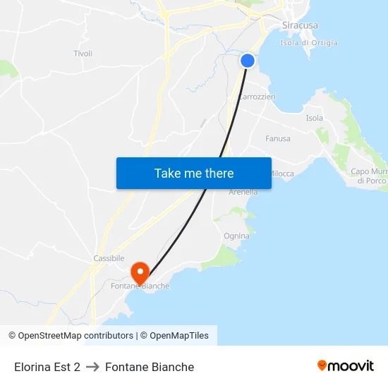 Elorina Est 2 to Fontane Bianche map