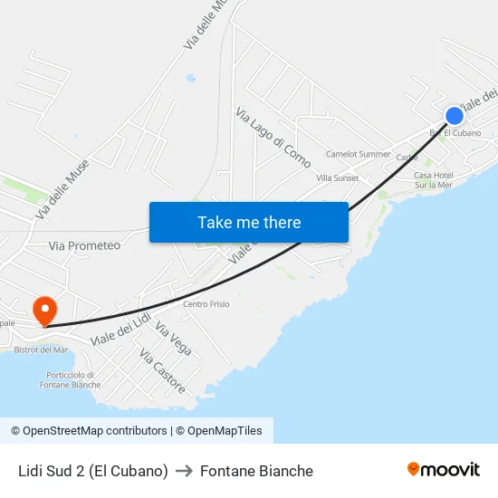 Lidi Sud 2 (El Cubano) to Fontane Bianche map