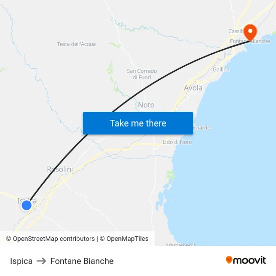 Ispica to Fontane Bianche map