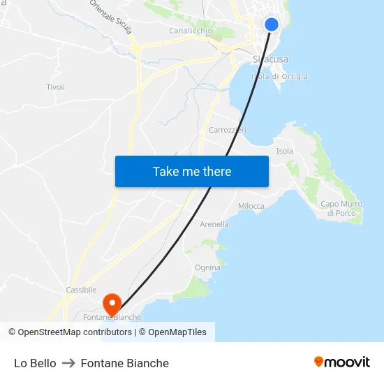 Lo Bello to Fontane Bianche map
