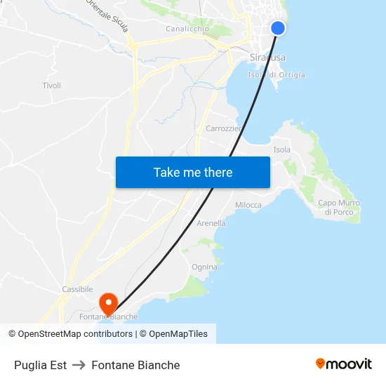 East Puglia to White Fountains map