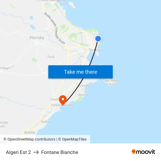Algeri Est 2 to Fontane Bianche map