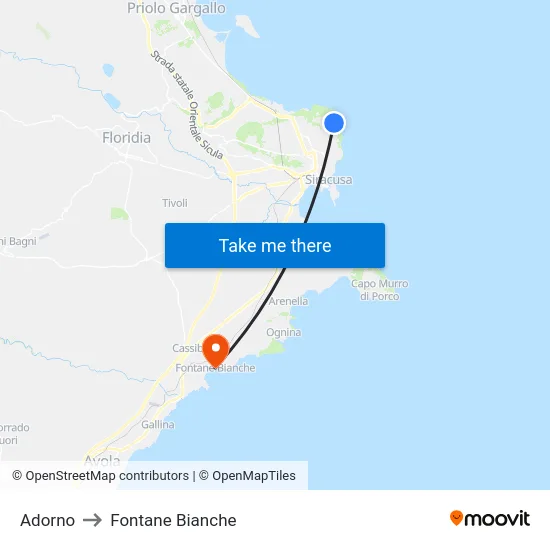 Adorno to Fontane Bianche map