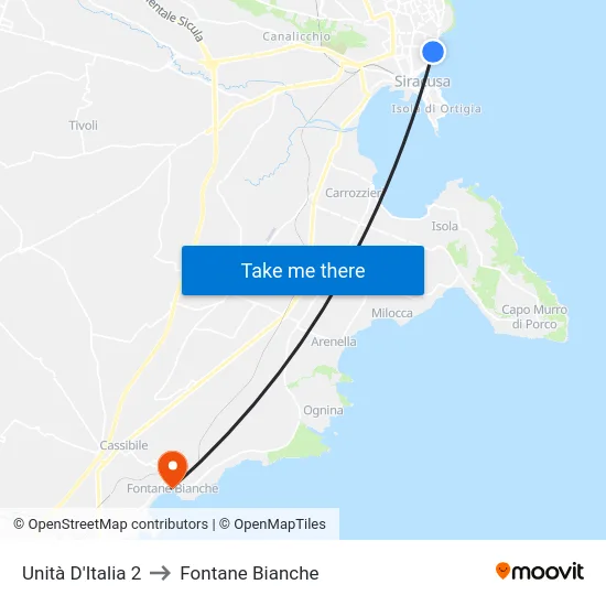 Unità D'Italia 2 to Fontane Bianche map