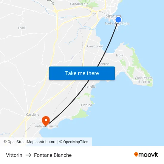 Vittorini to Fontane Bianche map