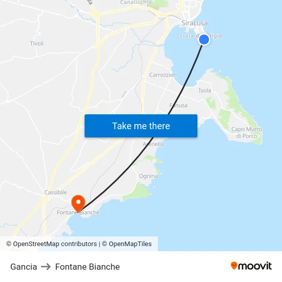 Gancia to Fontane Bianche map
