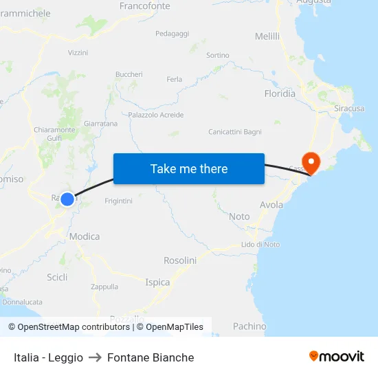 Italia - Leggio to White Fountains map