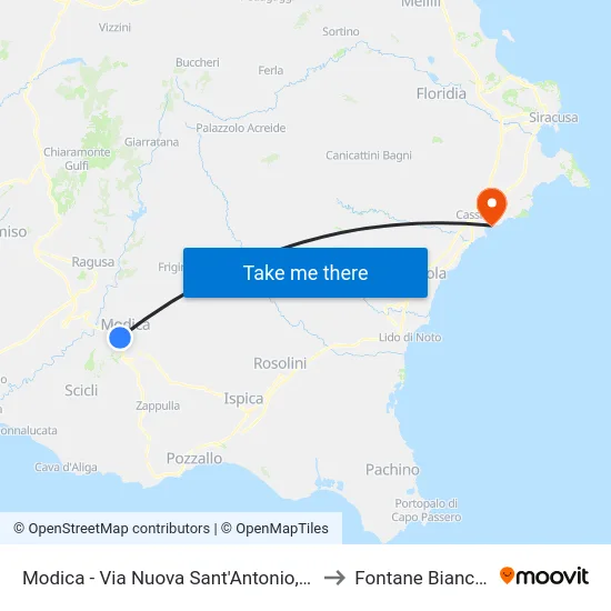 Modica - Via Nuova Sant'Antonio, 63 to Fontane Bianche map