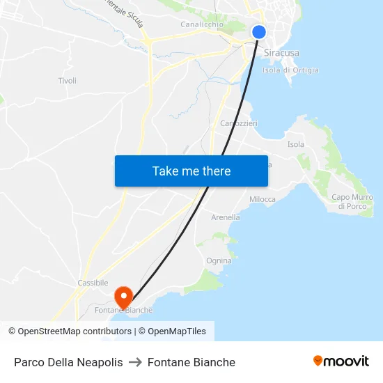 Neapolis Park to White Fountains map