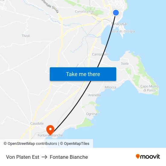 Von Platen Est to Fontane Bianche map