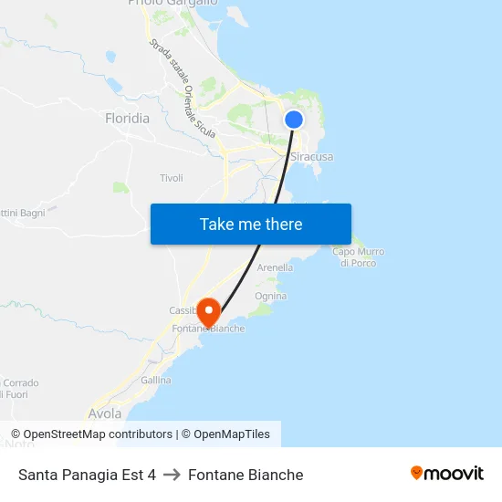Santa Panagia Est 4 to Fontane Bianche map