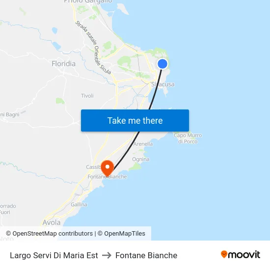 Largo Servi Di Maria Est to Fontane Bianche map