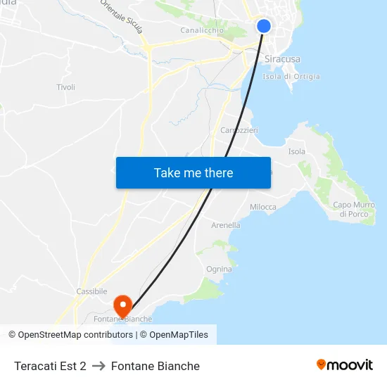 Teracati Est 2 to Fontane Bianche map