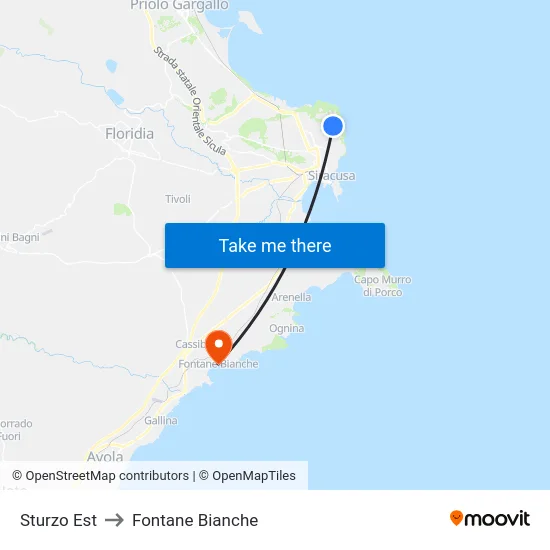 Sturzo Est to Fontane Bianche map