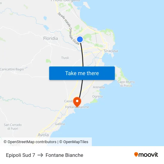 Epipoli Sud 7 to Fontane Bianche map