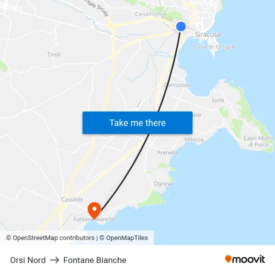 North Orsi to White Fountains map