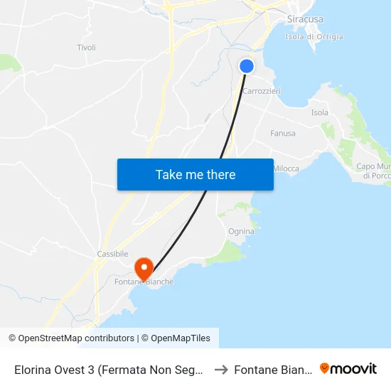 Elorina Ovest 3 (Fermata Non Segnalata) to Fontane Bianche map