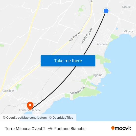 Torre Milocca West 2 to White Fountains map