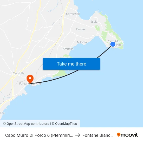 Cape Murro Di Porco 6 (Plemmirio) to White Fountains map
