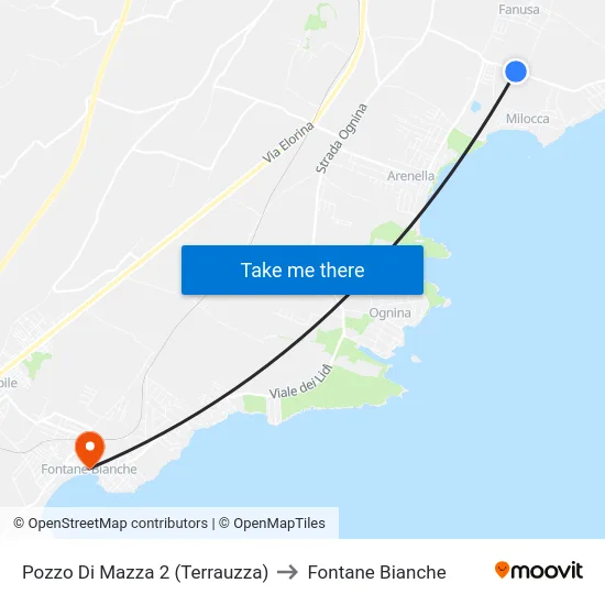 Pozzo Di Mazza 2 (Terrauzza) to Fontane Bianche map