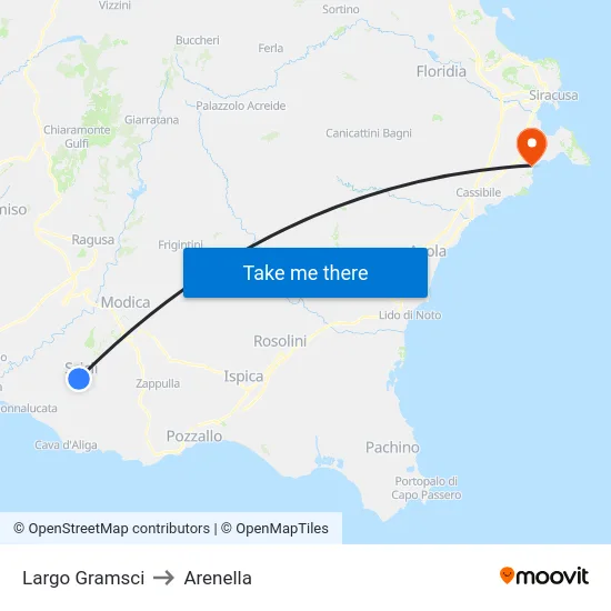 Largo Gramsci to Arenella map