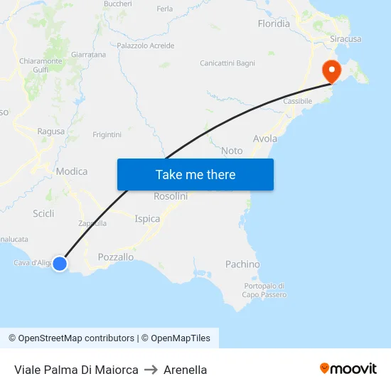 Viale Palma Di Maiorca to Arenella map