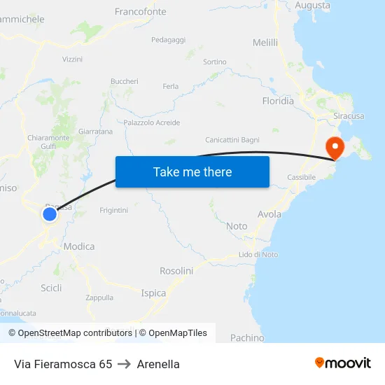 Via Fieramosca 65 to Arenella map