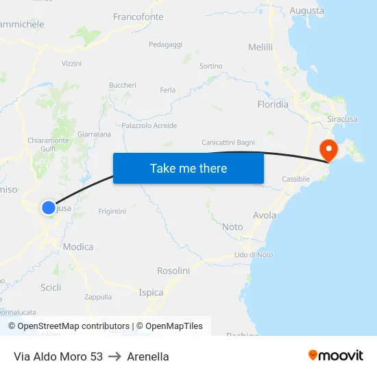 Via Aldo Moro 53 to Arenella map