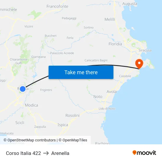 Corso Italia 422 to Arenella map