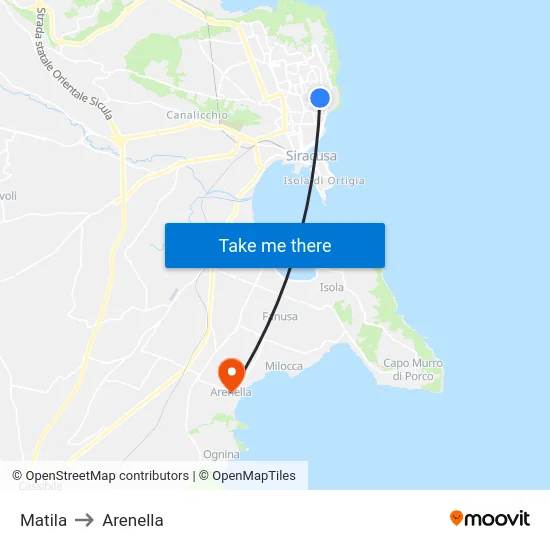 Matila to Arenella map