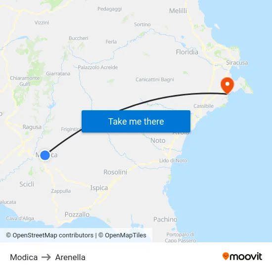 Modica to Arenella map