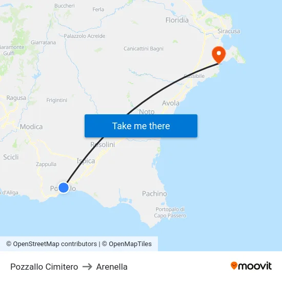 Pozzallo Cimitero to Arenella map