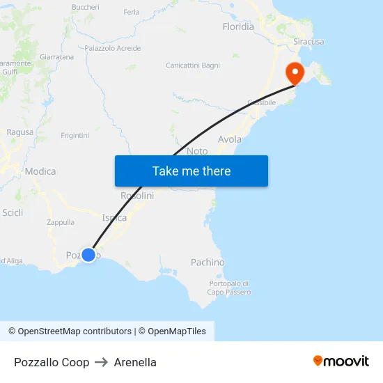 Pozzallo Coop to Arenella map