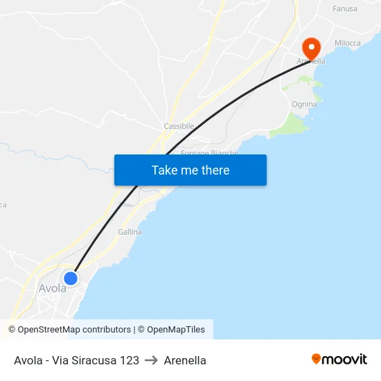 Avola - Via Siracusa 123 to Arenella map
